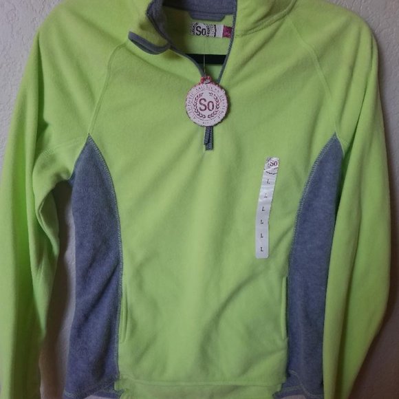 SO Jackets & Blazers - NWT - Lime Green & Gray Velour Half Zip Jacket